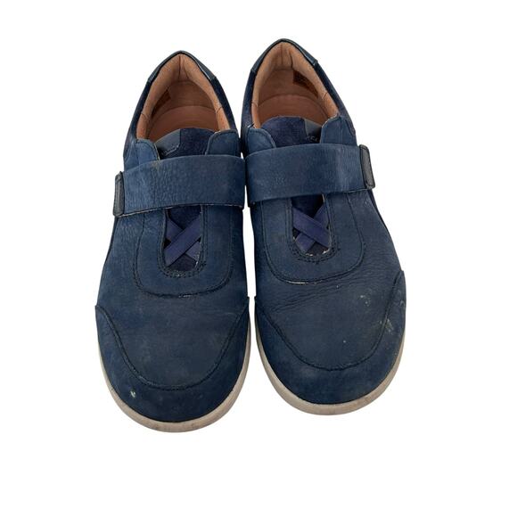 Clarks Unstructured Navy Blue Leather Un Adorn Lo Sneakers Sz 8 - Picture 3 of 6